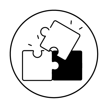 flexible black and transparent puzzle pieces clicking together