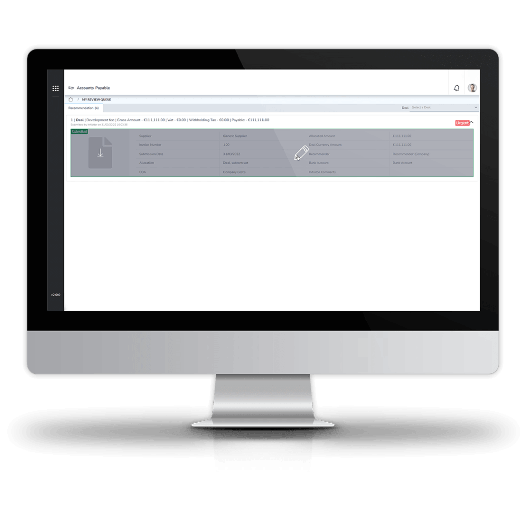 monitor with a fillable form on the monitor